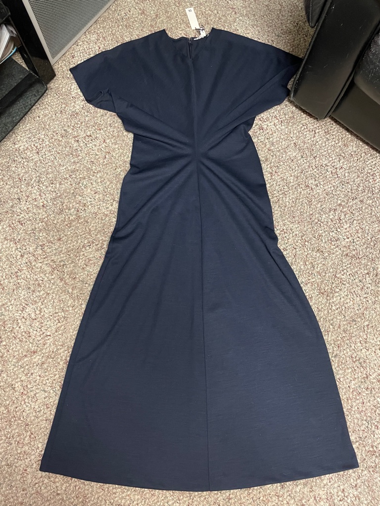 Banana Republic Classic V Neck Navy Midi Dress - Women- Nwt